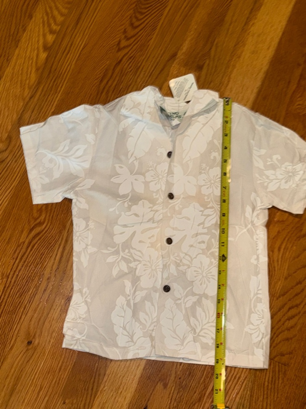 Kids White Floral Short-Sleeve Button-Down Shirt